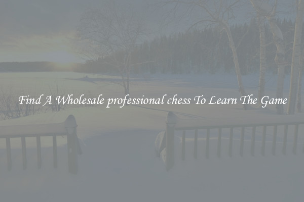 Find A Wholesale professional chess To Learn The Game